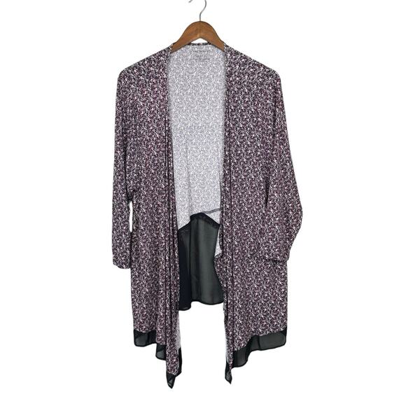 Lane Bryant Essentials 18/20 Pink Floral Draped Open Front Chiffon Cardigan - Picture 8 of 10